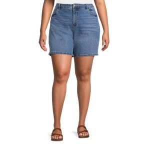 🆕Terra & Sky Women's Plus Size Elastic Back Denim Jean Shorts Size: 4X (28W-30W)